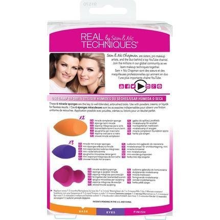REAL TECHNIQUES SET Miracle Sponges 3 Steps g bka do aplikacji podk adu x2 mini g beczka do rozcierania x3 g beczka do konturowania