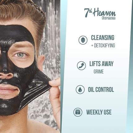 7th Heaven Mens Clay Easy Peeloff Mask With Activated Charcoal And Witch Hazel