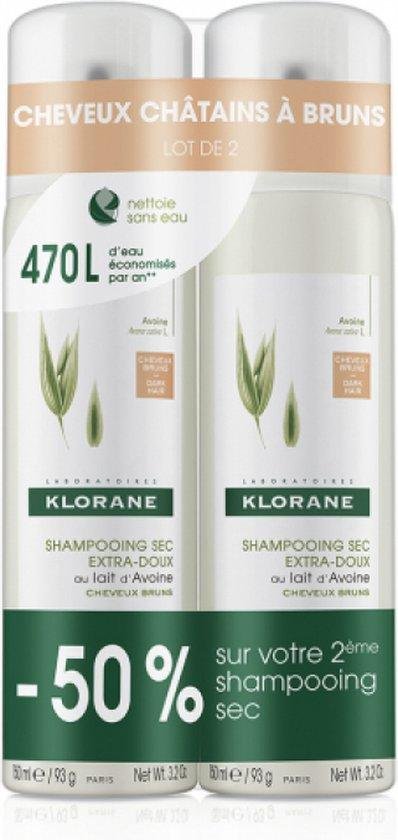Klorane Oatmeal Dry Shampoo For Brown Hair 2x150ml