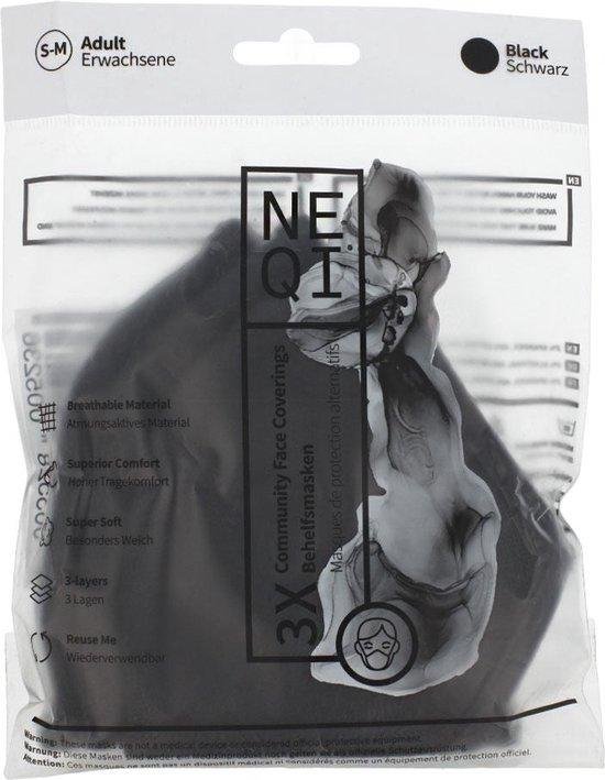 Reusable Fabric Mask Black M 3 Units