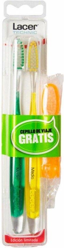 Tandenborstel Lacer Technic Medio (3 Onderdelen) (2 Stuks)