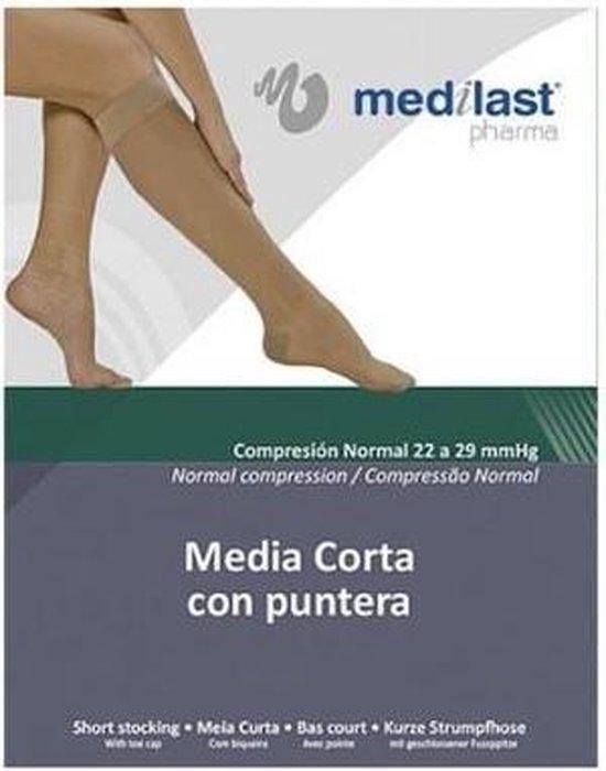 Media Medilast Corta Con Puntera Negro Talla Mediana