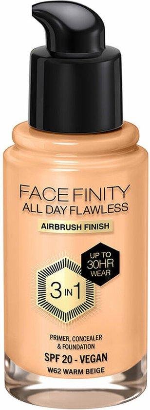 Max Factor Facefinity All Day Flawless 3 In 1 Foundation W62-Warm Beige 30ml