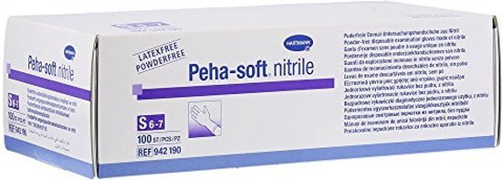 100 Nitril Hartmann Peha Soft Handschoenen zonder poeder. Maat: Small