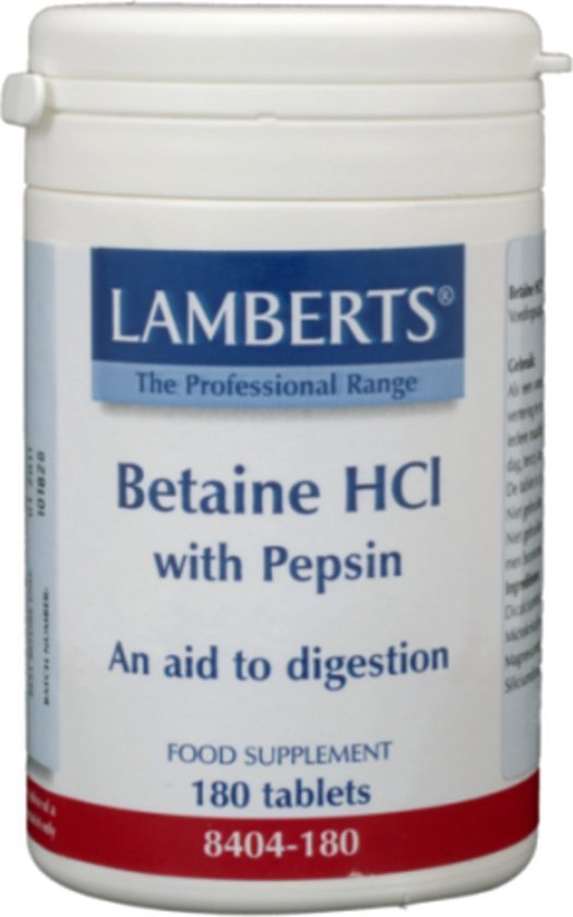 Lamberts Betaine HCL with Pepsin - 180 Tabletten - Voedingssupplement
