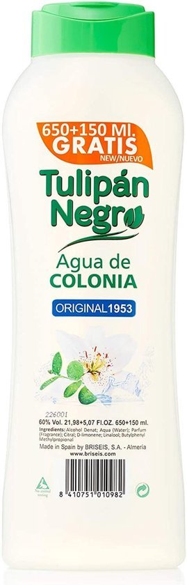 Tulipan Negro - Agua de Colonia Original /Eau de cologne - Original 1953/ Vegan- 800ml