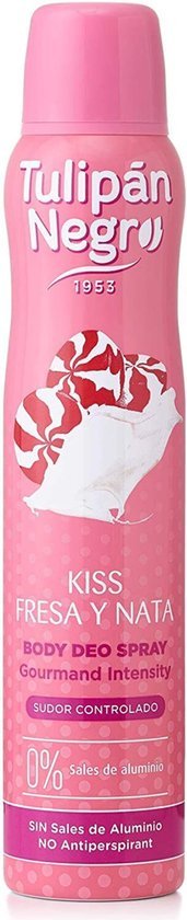 Tulipn Negro Kiss Fresa Y Nata Deodorant Spray/ Slagroom en Aardbei / Geen Aluminium - 200ml