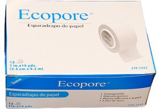 DOOS MET 12 ROLLEN WIT HECHTPLEISTER WIT PAPIER TAPE 2,5 cm x 9,2 m