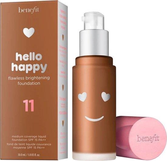 Benefit, Hello Happy, Brightening, Liquid Foundation, 11, Dark Neutral, SPF 15, 30 ml
