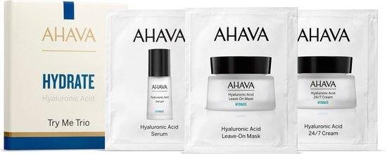 Set Ahava: Hyaluronic Acid, Hydrating, Serum, For Face, 3 ml *Sample + Leave-On, Hyaluronic Acid, Hydrating, Cream Mask, For Face, 3 ml *Sample + Hyaluronic Acid 24/7, Hydrating, Cream, For Face, 3 ml *Sample