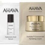 Set Ahava: Hyaluronic Acid, Hydrating, Serum, For Face, 3 ml *Sample + Crystal Osmoter X6, Smoothing, Cream, For Face, 3 ml *Sample + Time To Revitalize Extreme, Firming, Eye Cream, 3 ml *Sample