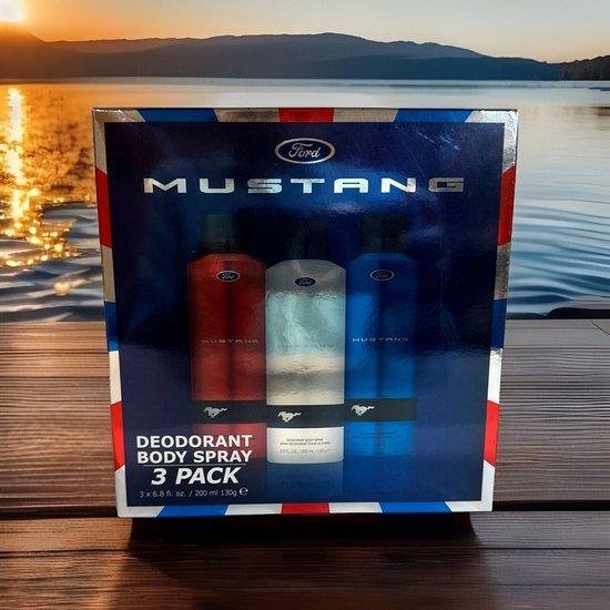 Set Ford: Mustang Blue, Deodorant Spray, For Men, 200 ml + Mustang Red, Deodorant Spray, For Men, 200 ml + Mustang White, Deodorant Spray, For Men, 200 ml