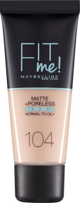 Maybelline, Fit Me Matte + Poreless, Liquid Foundation, 104, Soft Ivory, 30 ml