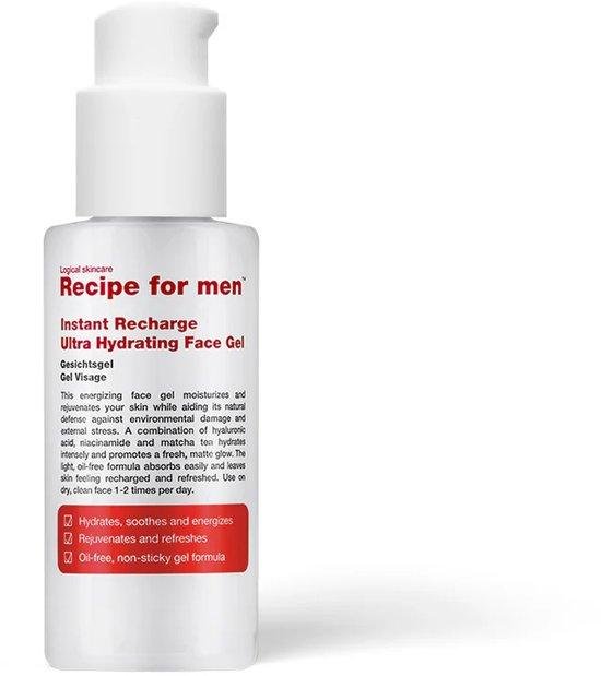 Recipe For Men, Instant Recharge, Hyaluronic Acid, Moisturizes, Gel, Face, 75 ml