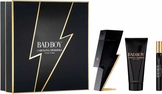 Set Carolina Herrera: Bad Boy, Eau De Toilette, For Men, 100 ml + Bad Boy, Eau De Toilette, For Men, 10 ml + Bad Boy, Shower Gel, For All Skin Types, 100 ml