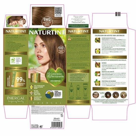 Naturtint Tinte Sin Amoniaco 6wg-Rubio Oscuro Dorado Radiante 170ml